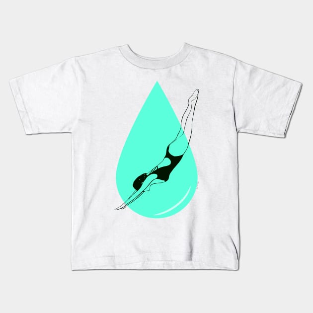 SURREAL SWIMMER Kids T-Shirt by tizicav